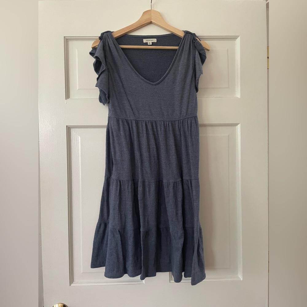 Max Studio Blue Tiered Mini Dress